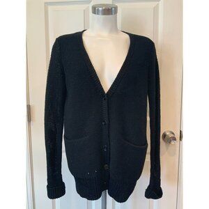 T Alexander Wang Black Long Sleeved Knit Cardigan W/ Pockets, Size XS